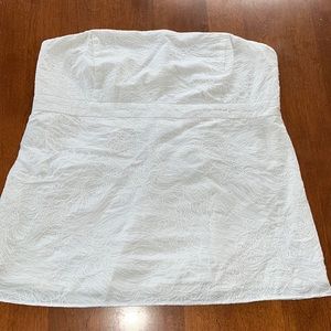 Lilly Pulitzer White Strapless Embroidered Tunic Top